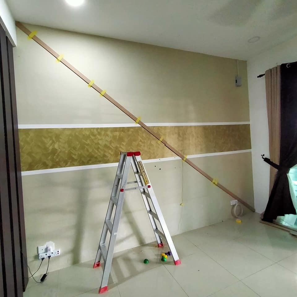 ruang tamu gaya accent wall 2